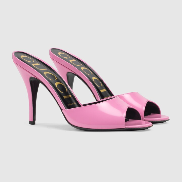 pink gucci heeled slides