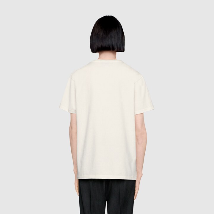GUCCI OVERSIZE T-SHIRT WITH DEER PATCH,548334XJBAV9750