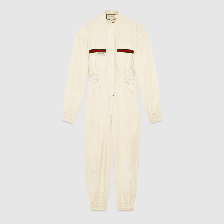 GUCCI COTTON JUMPSUIT WITH GUCCI LABEL