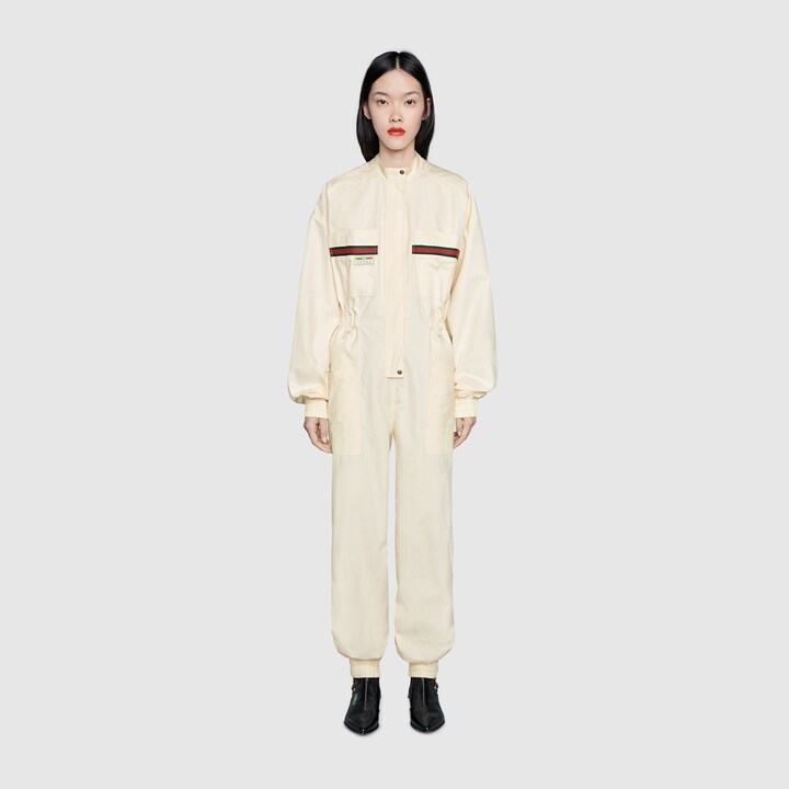 GUCCI COTTON JUMPSUIT WITH GUCCI LABEL
