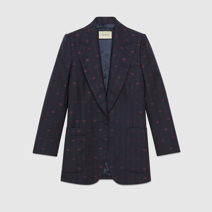 GUCCI RETRO GG THIN STRIPE WOOL JACKET