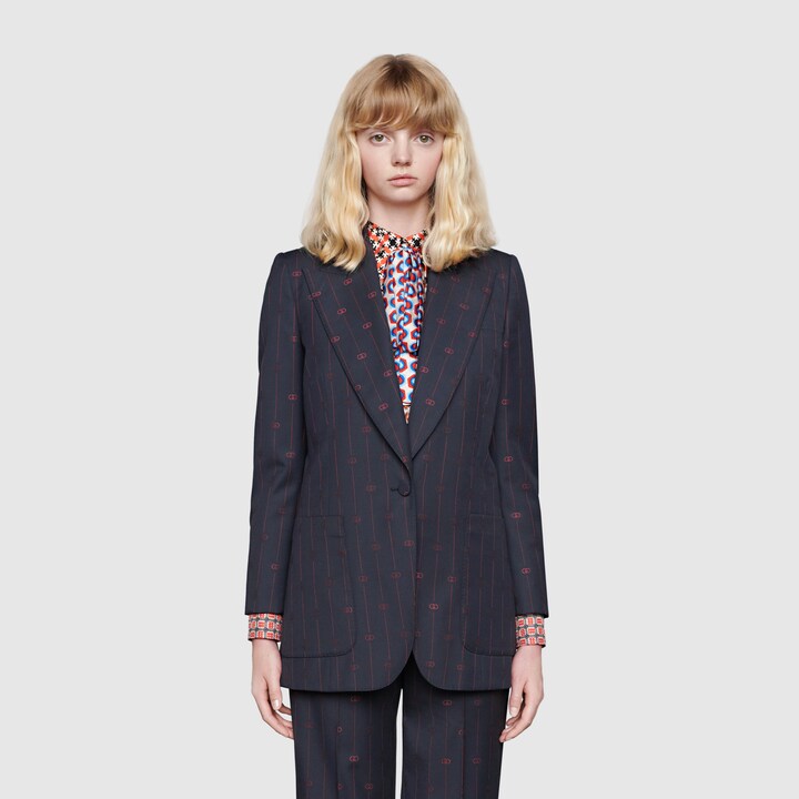 GUCCI RETRO GG THIN STRIPE WOOL JACKET