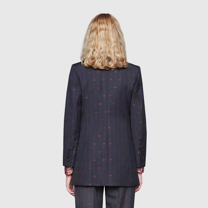 GUCCI RETRO GG THIN STRIPE WOOL JACKET