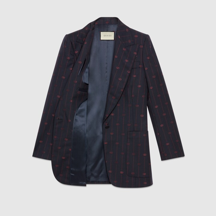 GUCCI RETRO GG THIN STRIPE WOOL JACKET