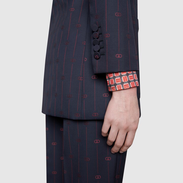GUCCI RETRO GG THIN STRIPE WOOL JACKET