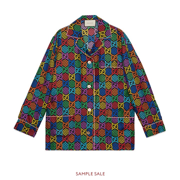 Gucci Gg Psychedelic Print Silk Shirt In Black | ModeSens