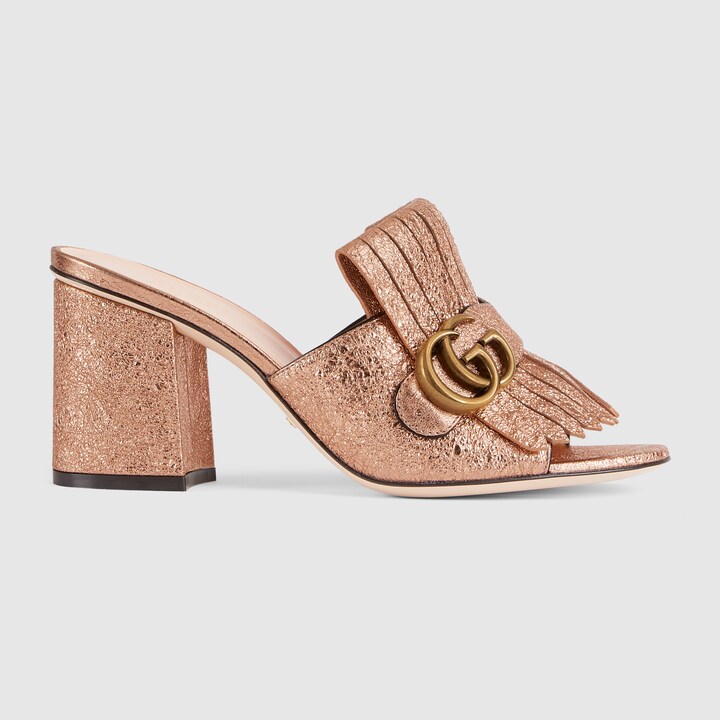 gucci pink heel slides