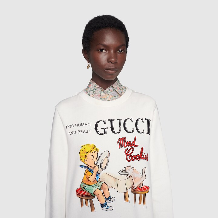 White Gucci 'Mad Cookies' print sweatshirt GUCCI® Australia