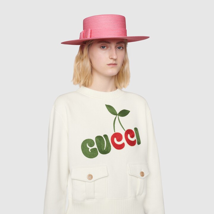 Gucci cherry print cotton sweatshirt in ivory GUCCI® AE