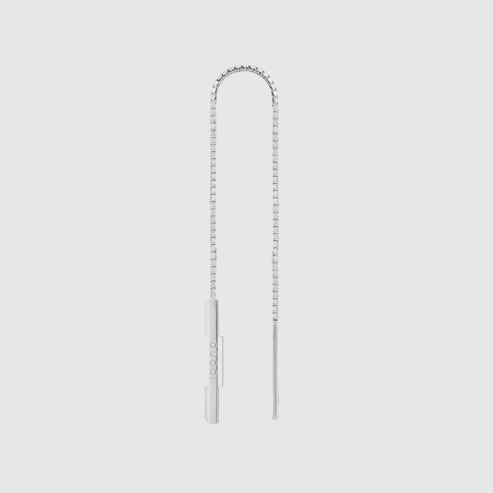 Gucci Link to Love chain earrings with 'Gucci' bar in 18k white gold