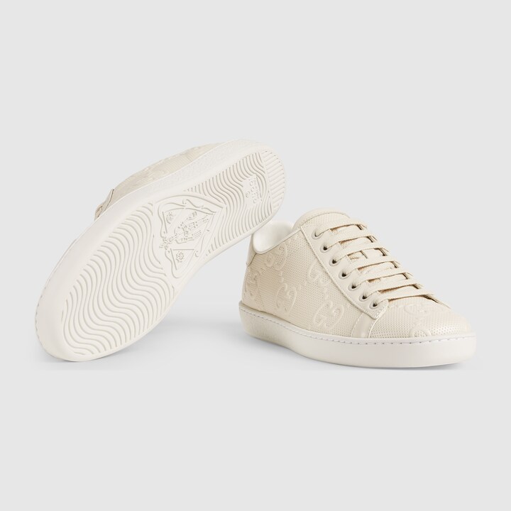 Women's GG embossed Ace sneaker in white leather GUCCI® US