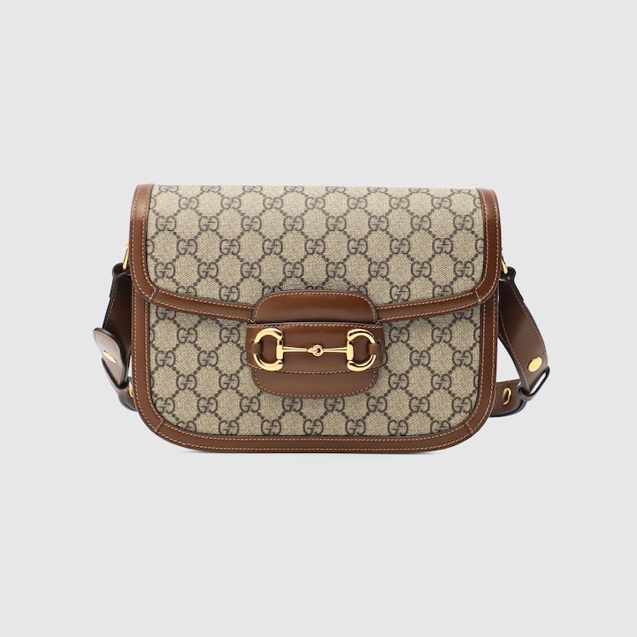 Gucci Horsebit 1955系列小号肩背包ingg Supreme帆布 棕色 Gucci Fr