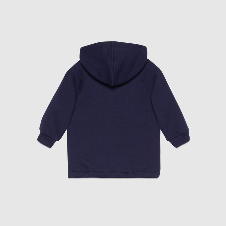 Baby cotton jacket with Gucci label in dark blue GUCCI® US