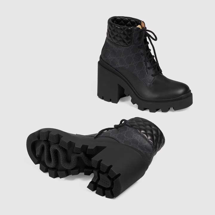 SA ®غوتشي ‎Women's GG ankle boot in black Supreme canvas