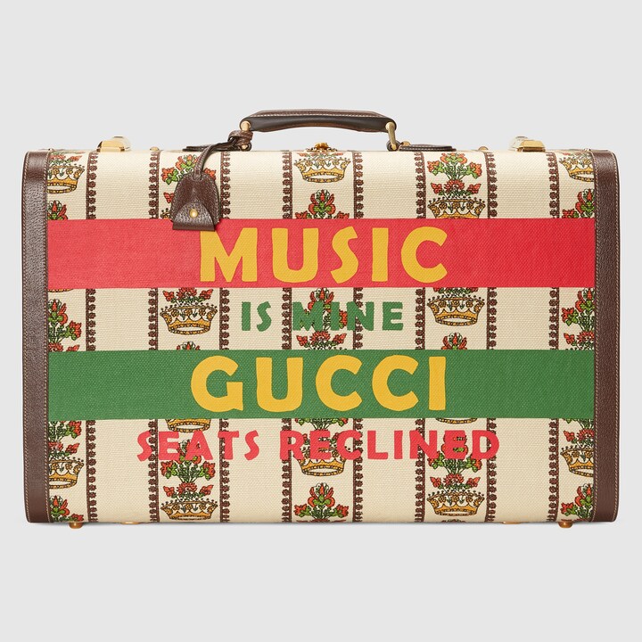 Gucci 100 large suitcase in ivory jacquard GUCCI® PL