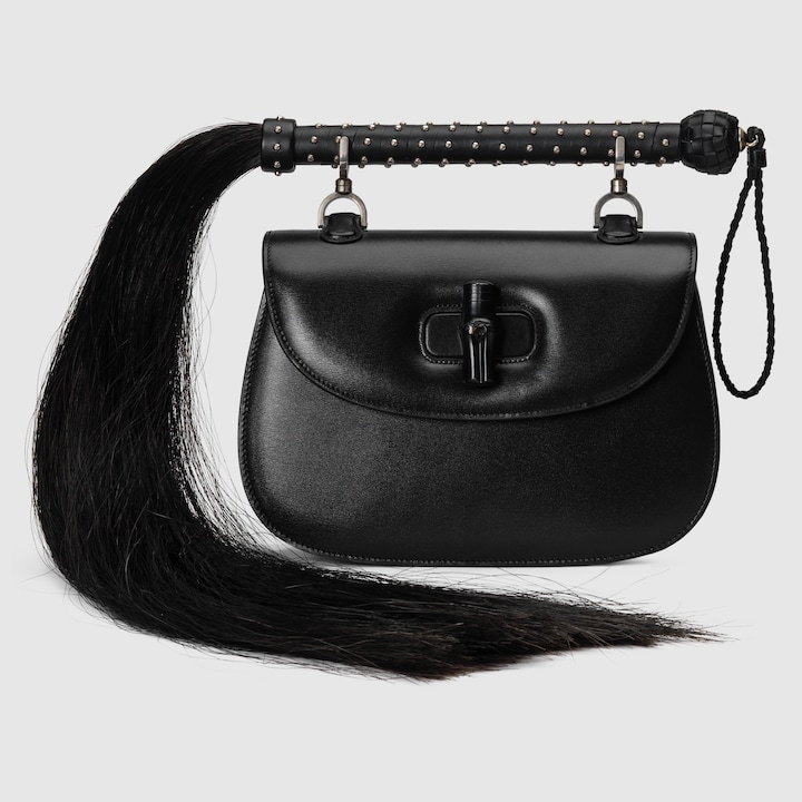 Gucci Bamboo 1947 Medium Top Handle Bag In Black Leather ModeSens