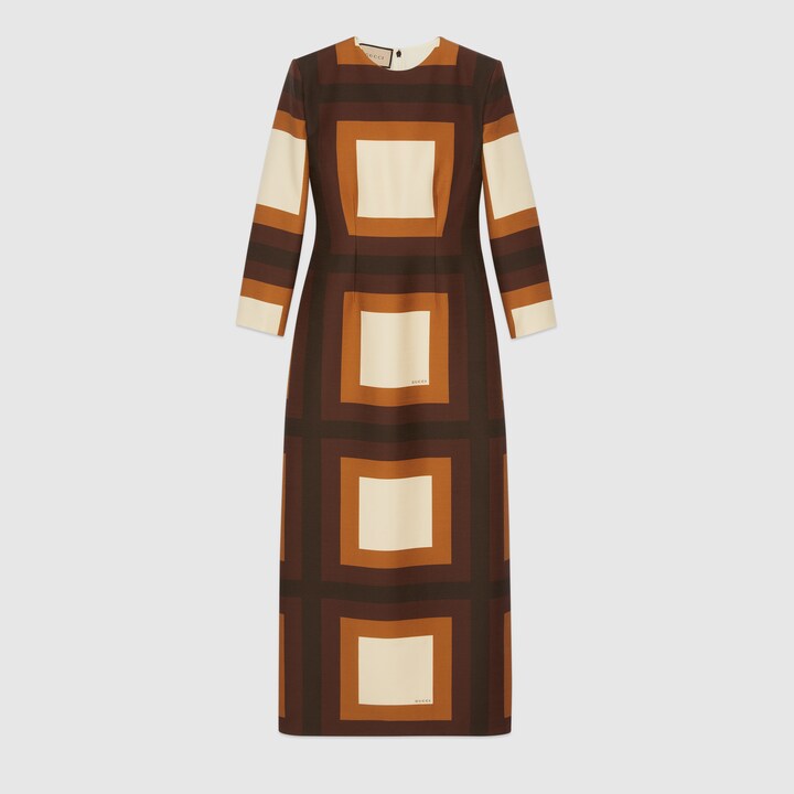 GUCCI GEOMETRIC PRINT HEMP DRESS