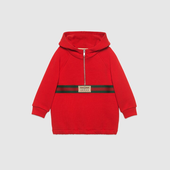 Baby cotton jacket with Gucci label in red GUCCI® US