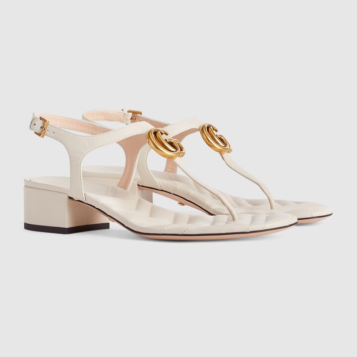 Women's Double G sandal in white leather GUCCI® US