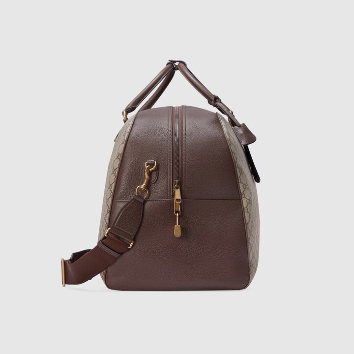 Gucci Savoy maxi bowling bag in beige and ebony Supreme GUCCI® US