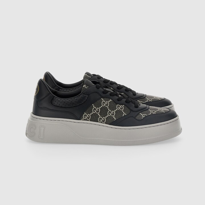 Men s GG trainer in black and grey GG Supreme GUCCI UK