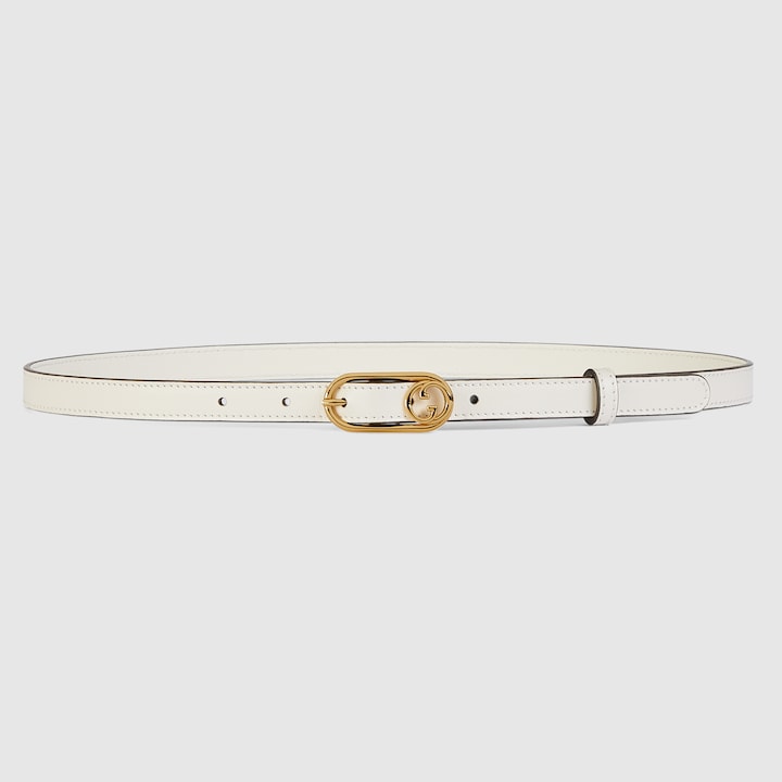 White thin gucci top belt