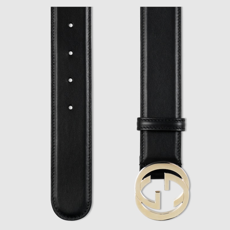 leather belt with interlocking g buckle