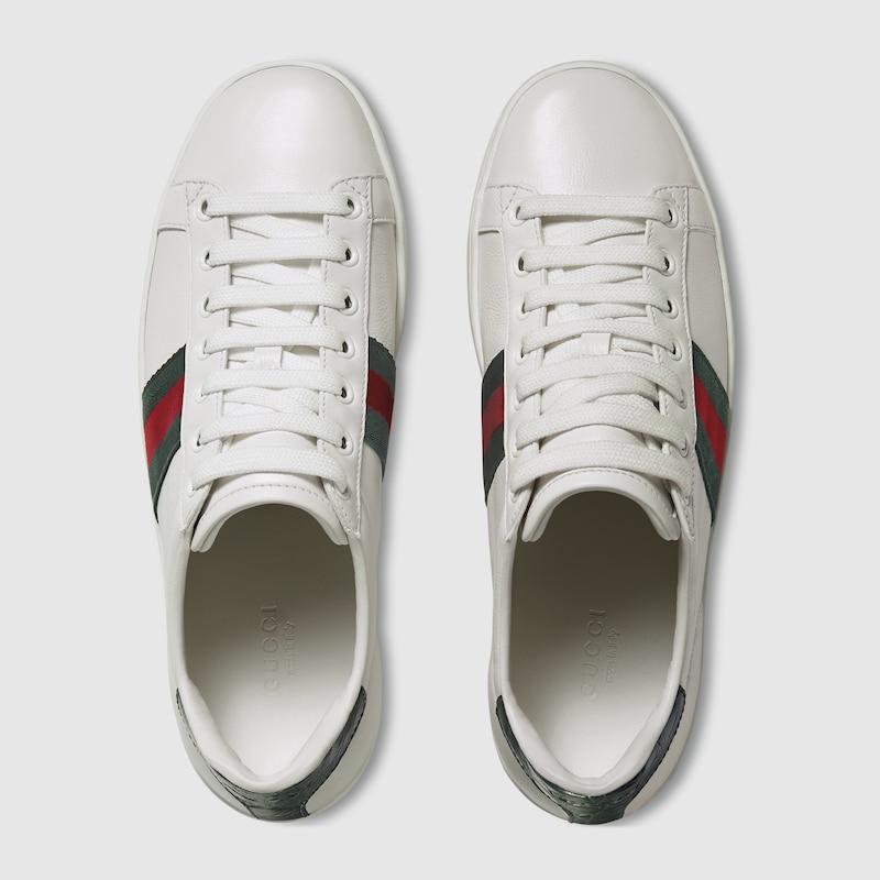 Women's Ace Sneaker White Leather With & Red Web | GUCCI® US