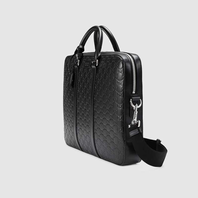 gucci black leather briefcase