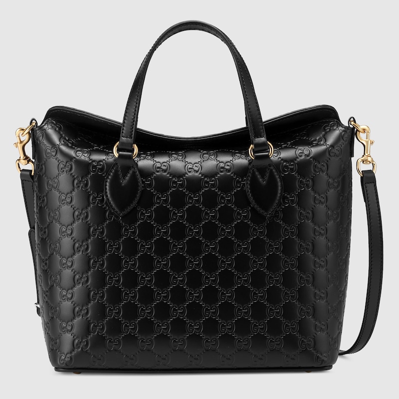 Gucci Signature Leather Top Handle Bag In Black Gucci Signature Leather Top Handle Bag