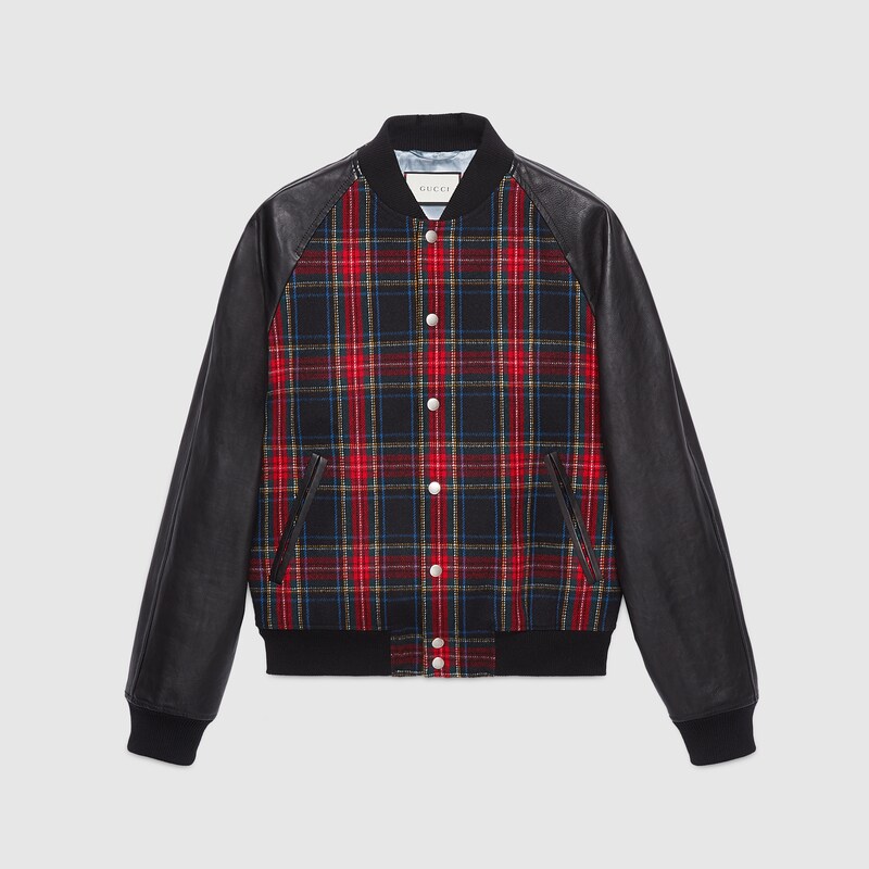 Tartan And Leather Er Jacket Gucci 427449z521c1145 Tartan And Leather Er Jacket