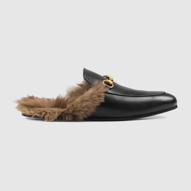 Slipper Princetown in pelle nera | GUCCI® Italia