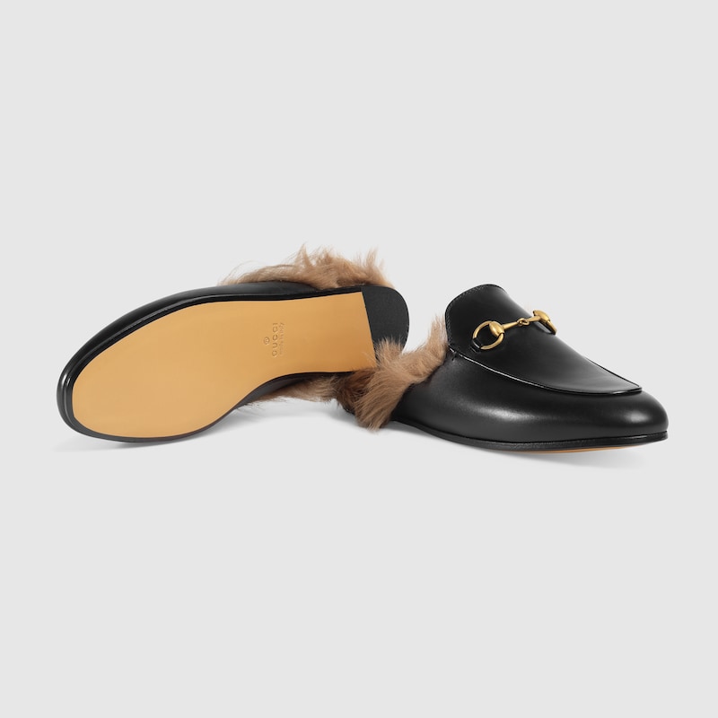 gucci slip on fur loafers