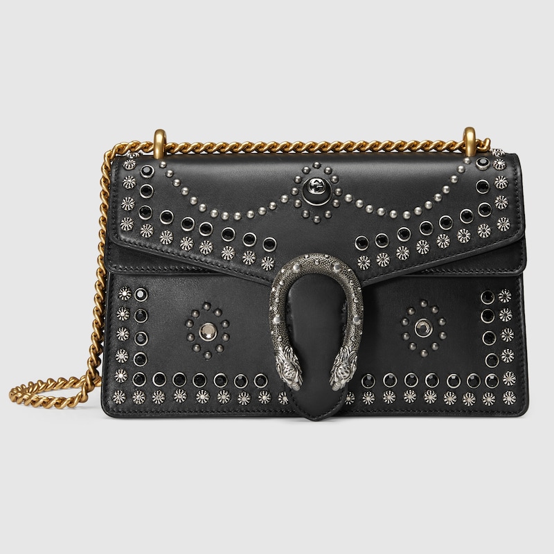 Dionysus Small Studded Shoulder Bag In Black Leather With Metal Stud Dionysus Small Studded Shoulder Bag