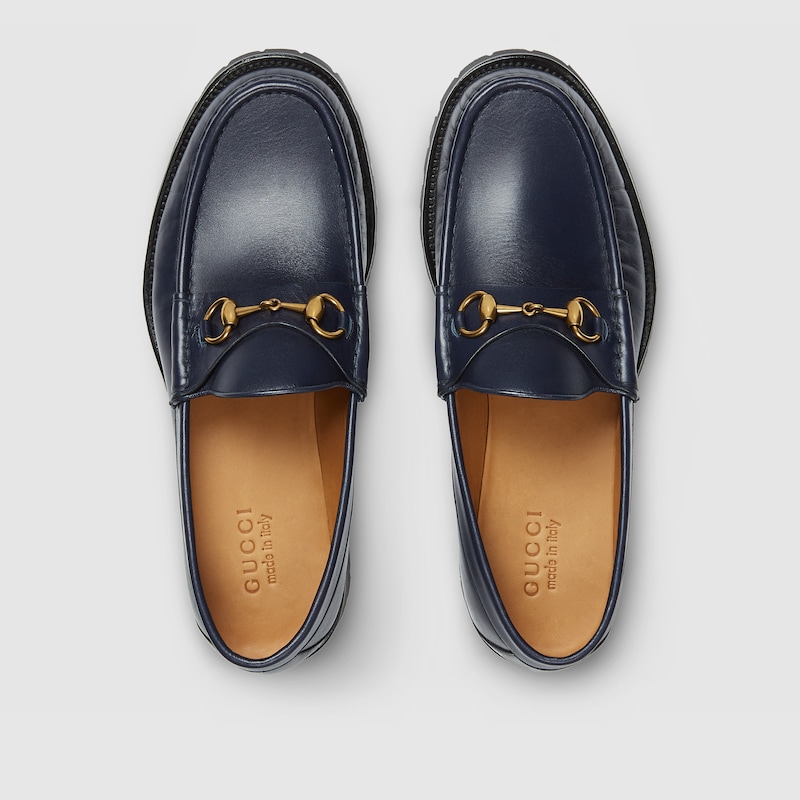 gucci blue leather loafers