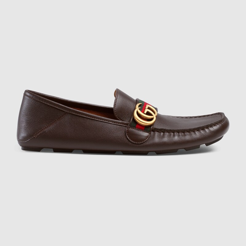leather driver with web gucci