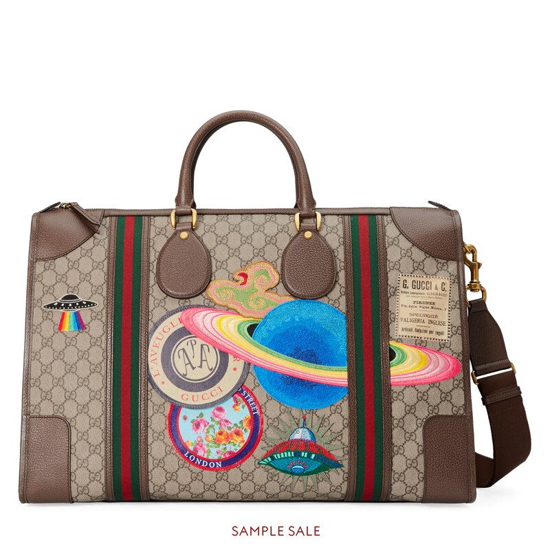 Gucci Courrier Soft Gg Supreme Duffle Bag In Beige Ebony Gucci Courrier Soft Gg Supreme Duffle Bag