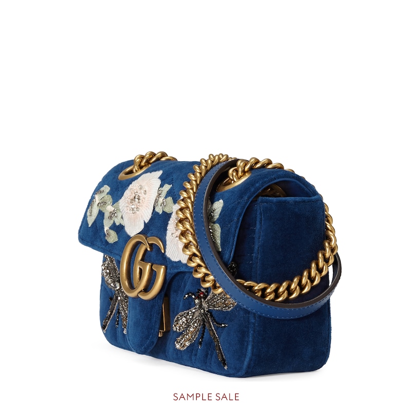 gg marmont embroidered velvet mini bag