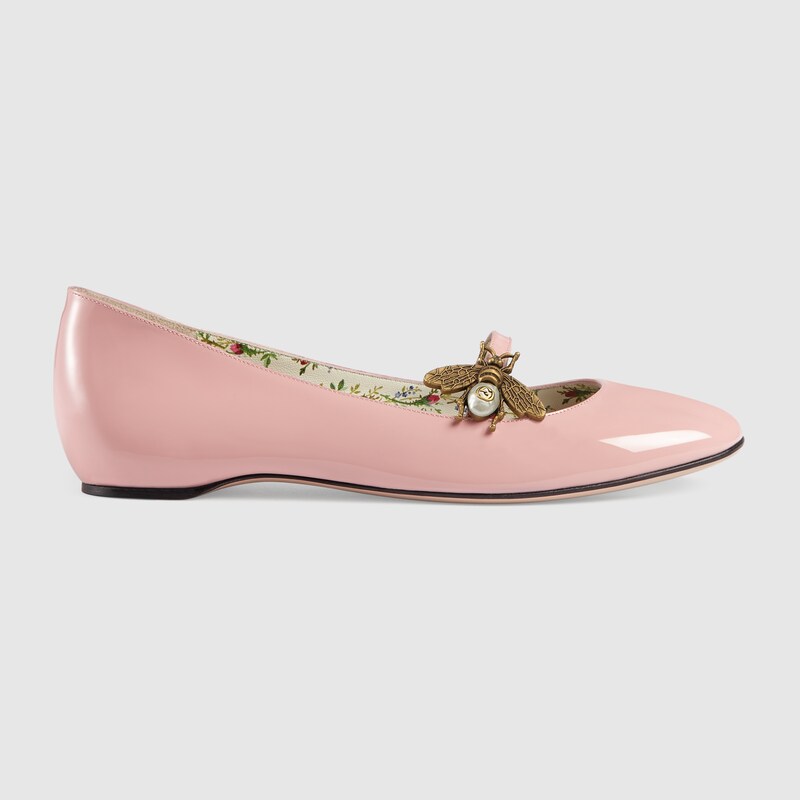 Patent leather ballet flat with bee Gucci Ballerinas 475832BNC005909
