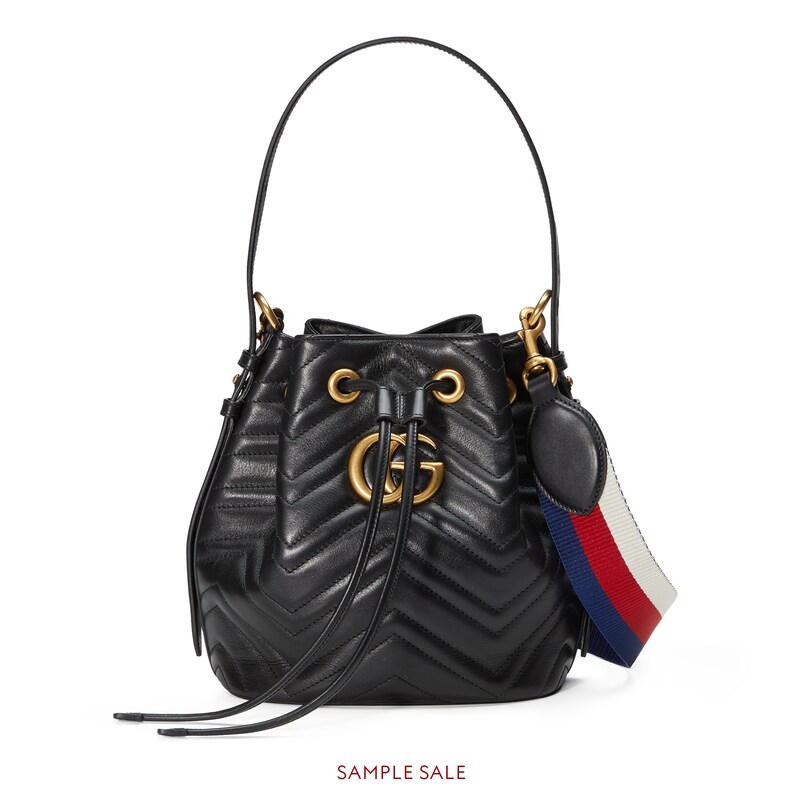 Gg Marmont Quilted Leather Bucket Bag In Black Chevron Gg Marmont Quilted Leather Bucket Bag