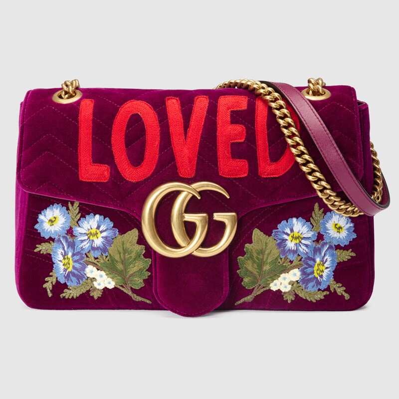 GG Marmont embroidered velvet bag