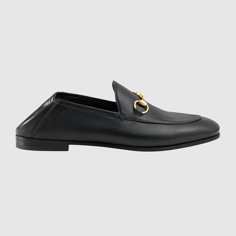 gucci men's black leather loafers