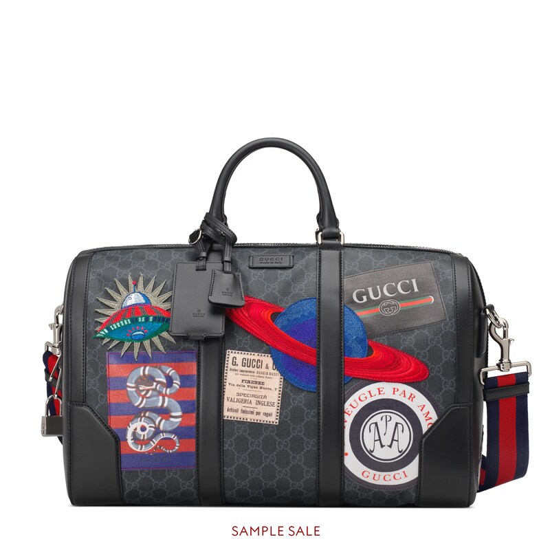 Night Courrier Soft Gg Supreme Carry On Duffle In Black Grey Night Courrier Soft Gg Supreme Carry On Duffle