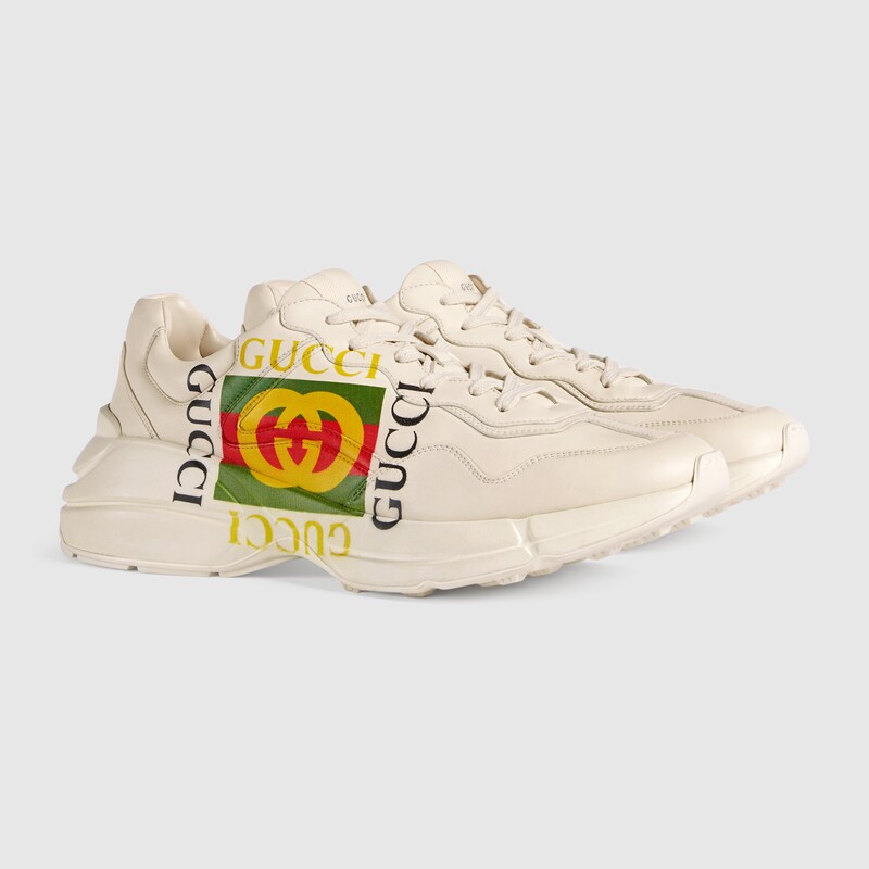 Sneaker Rhyton uomo con logo Gucci in pelle avorio | GUCCI® Italia
