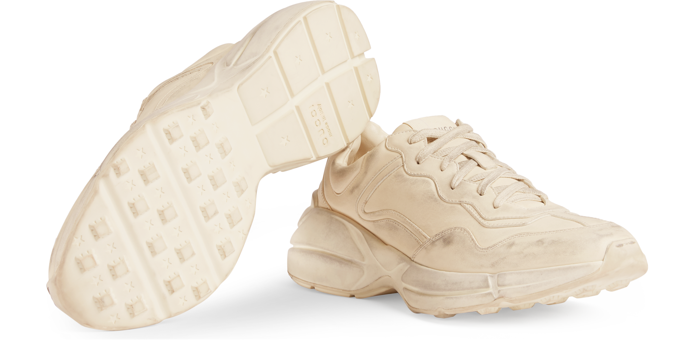 Zapatilla Deportiva de Piel Rhyton para hombre en Piel marfil | GUCCI® ES
