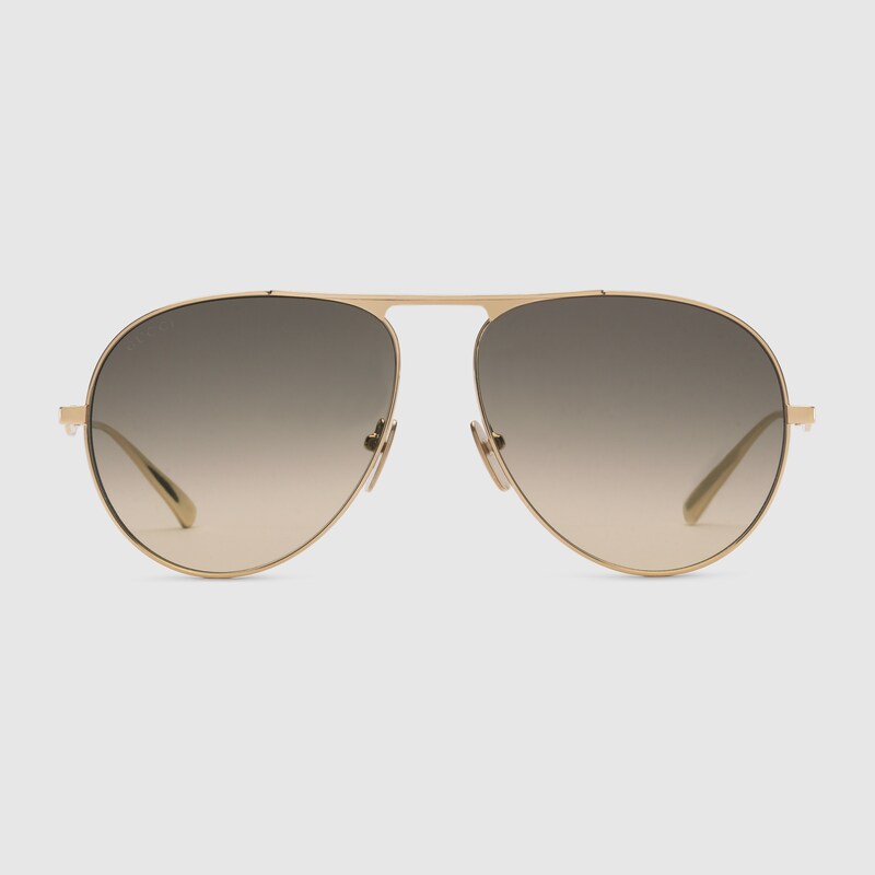 gucci aviator gold tone sunglasses