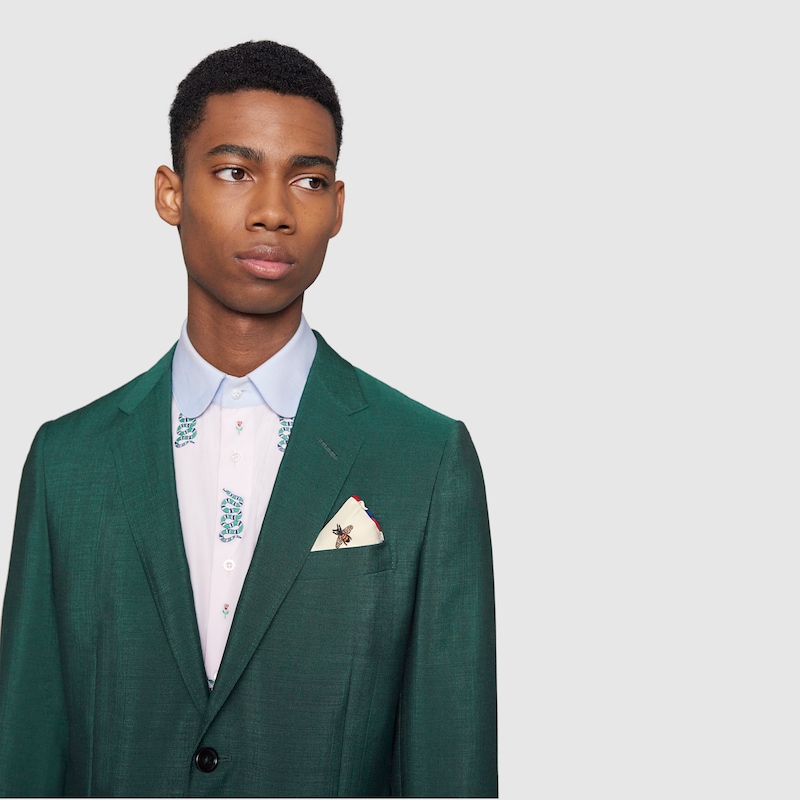 Ivory Silk Bees Print Pocket Square GUCCI® US