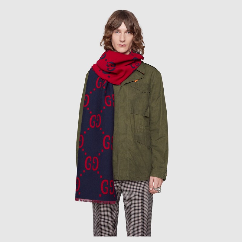 Gucci Scialle Unisex Beige e Bianco Logato Lana e Seta Mod. 165904 3G6 |  Yayo.it
