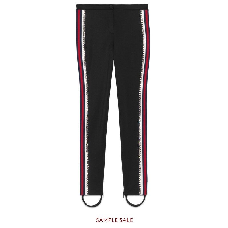 Women's Pants & Shorts | Shop Gucci.com Technical jersey stirrup legging with crystals