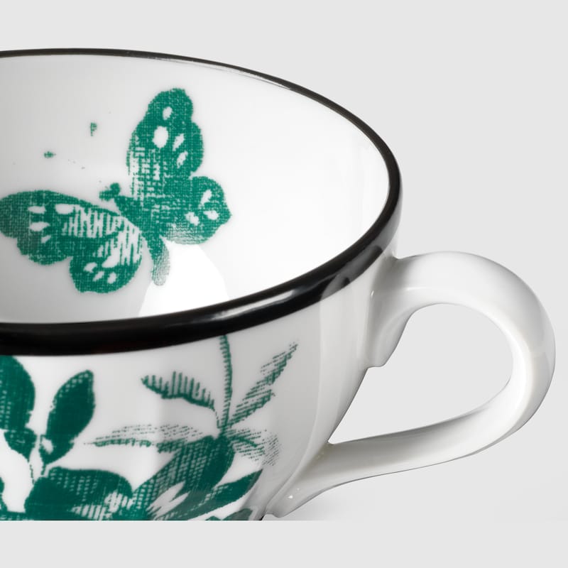 Green Herbarium Demitasse Cup And Saucer, Double Set | GUCCI® US Green Herbarium Demitasse Cup And Saucer, Double Set | GUCCI® US